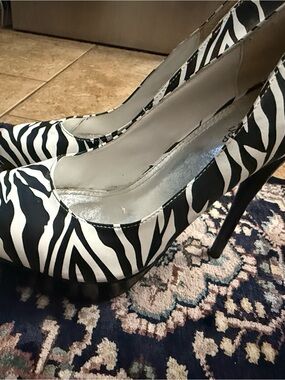 Zebra-Print Stiletto Pumps in Black & White